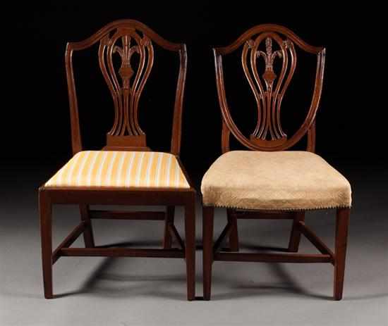 Appraisal: Two George III style mahogany side chairs circa upholstered slip-seat