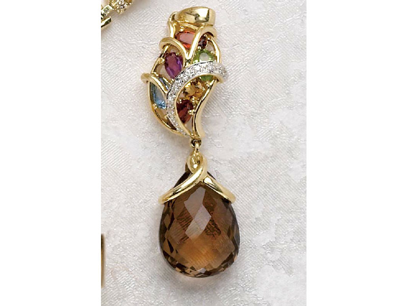 Appraisal: SMOKY QUARTZ PENDANT k yellow gold smoky quartz and gemstone