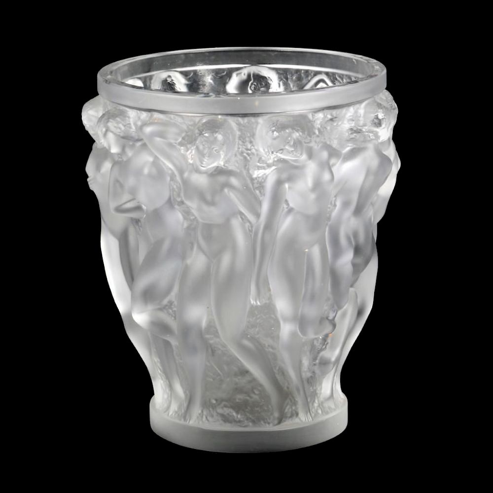 Appraisal: A LALIQUE CLEAR AND FROSTED GLASS VASE BACCHANTES A Lalique