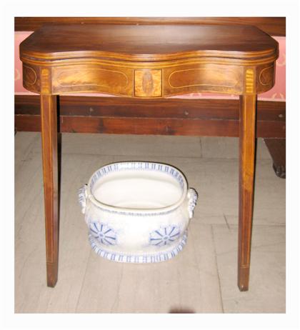 Appraisal: Federal inlaid mahogany card table philadelphia circa Serpentine top with