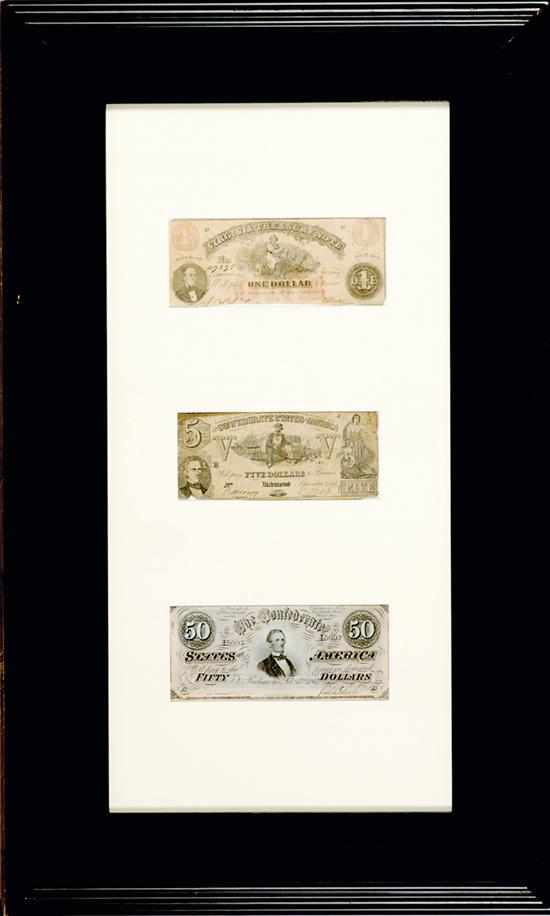 Appraisal: Confederate States of American bank notes circa two bills two