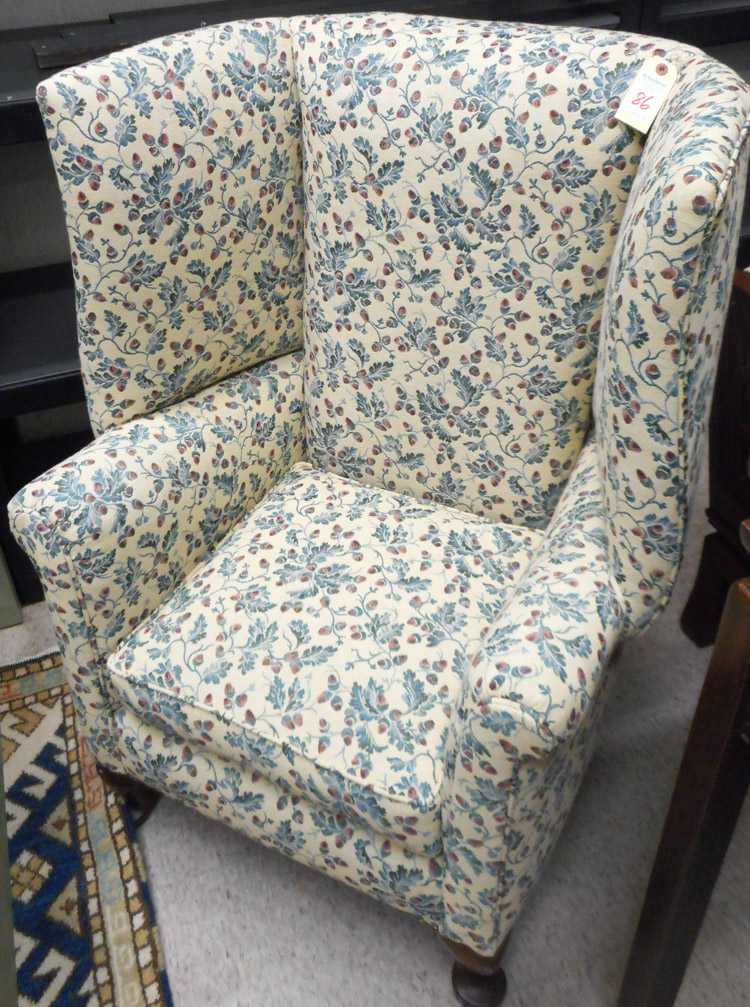 Appraisal: QUEEN ANNE STYLE WINGBACK LIBRARY CHAIR English early th century