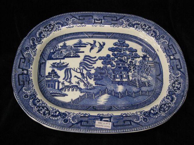 Appraisal: English Blue Willow Ironstone Platter x