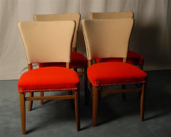 Appraisal: Four s Red and Tan Suede Chairs by National Industries