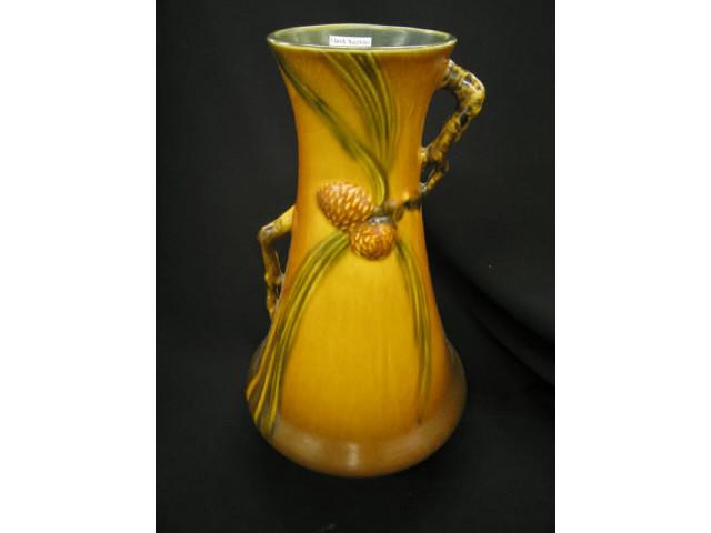 Appraisal: Roseville Art Pottery Pinecone Handled Vase - excellent condition