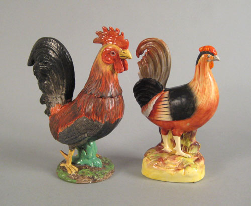 Appraisal: Staffordshire cockerel ewer ca with a removable head Provenance Arthur