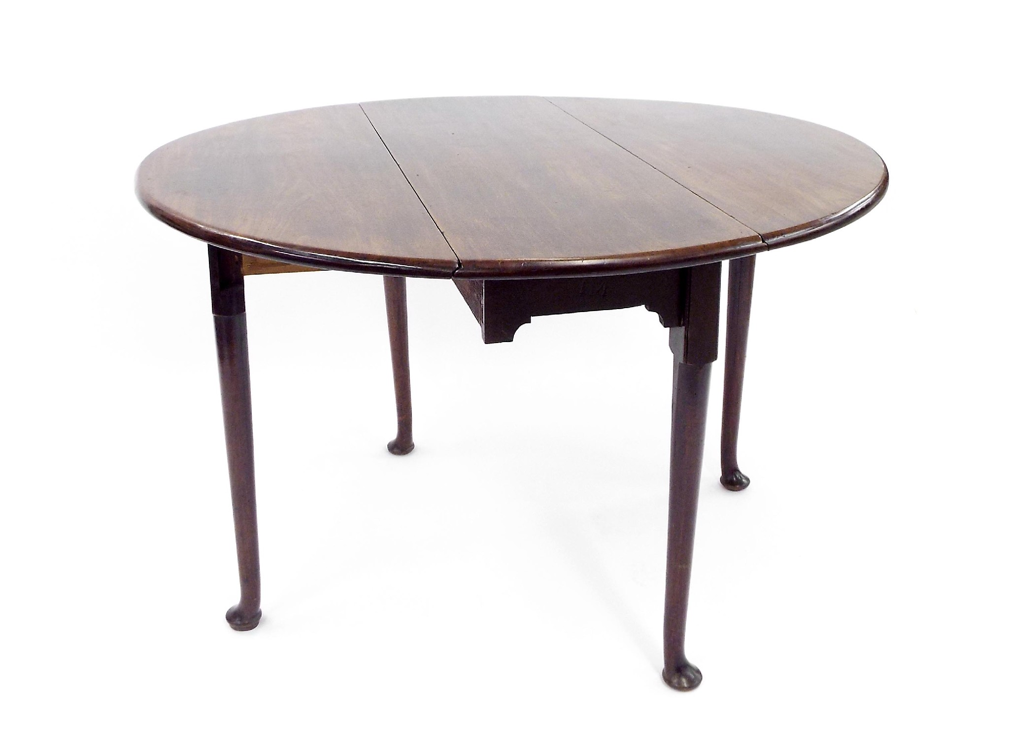 Appraisal: Georgian mahogany pad foot oval drop-leaf dining table high x