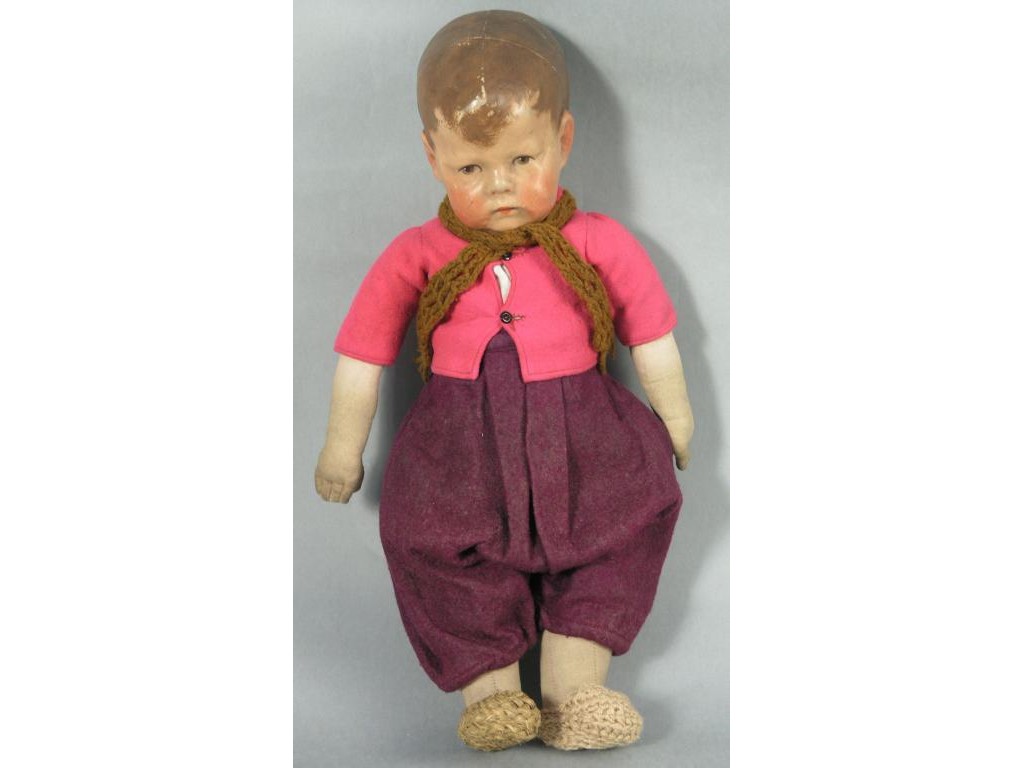 Appraisal: A Kathe Kruse boy doll composition head with painted features