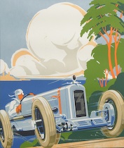 Appraisal: Vintage Automobile Poster A vintage Sunbeam automobile racing poster lithograph