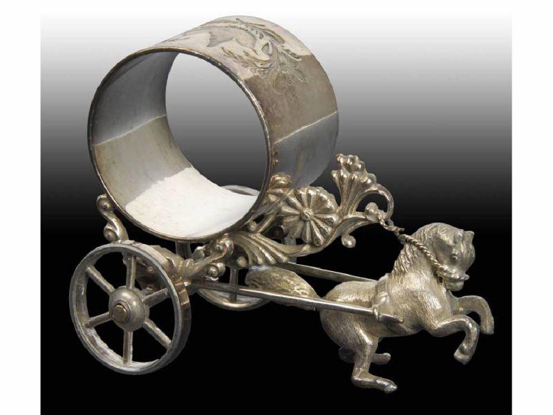 Appraisal: Small Horse Figural Napkin Ring On Wheels Description Marked Meriden