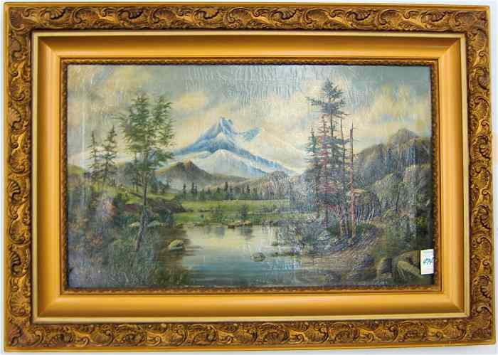 Appraisal: AMERICAN SCHOOL th century OIL ON CANVAS Mountain landscape with