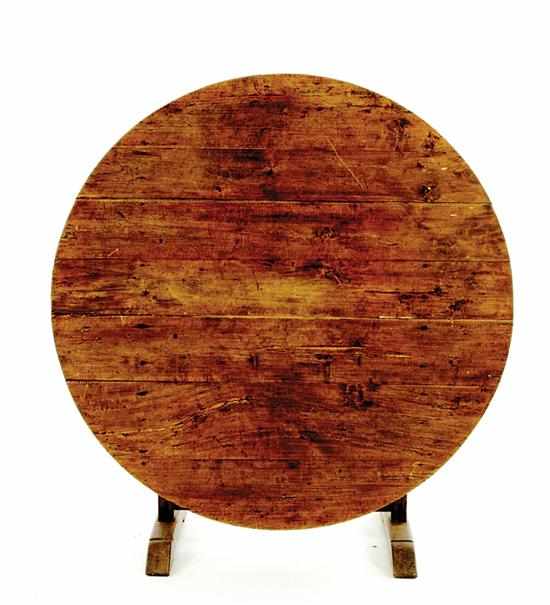 Appraisal: French fruitwood wine tasting table early th century circular tilt-top