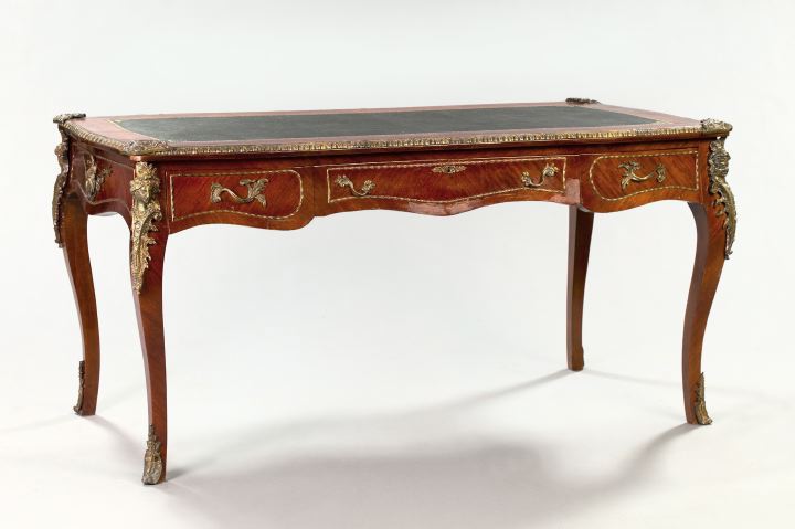 Appraisal: Louis XV-Style Ormolu-Mounted Mahogany Bureau Plat the rectilinear top with