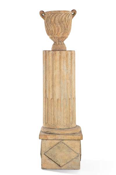 Appraisal: A Louis XVI style cast stone urn on fluted column