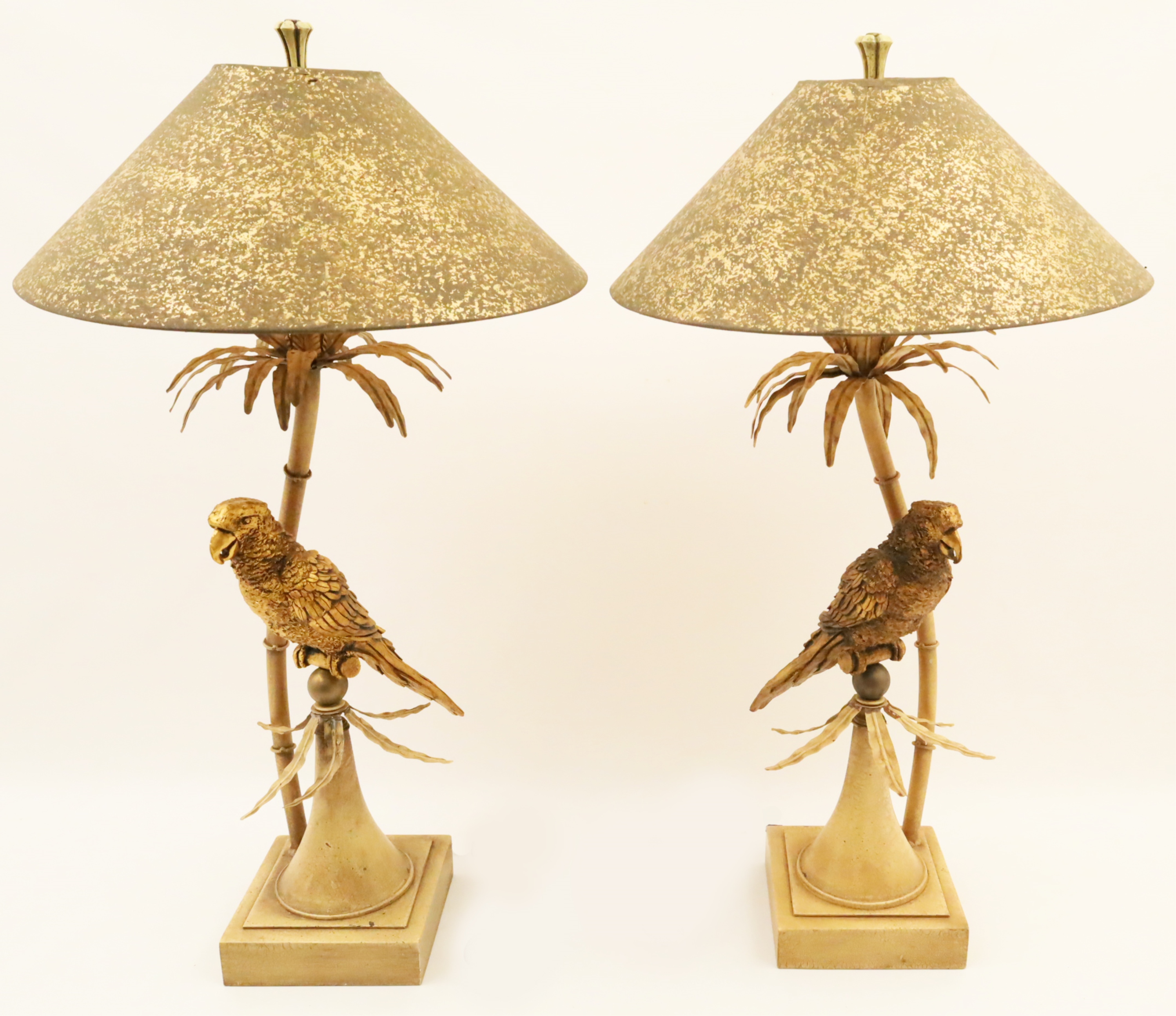 Appraisal: PAIR OF DECORATIVE PARROT MOUNTED LAMPS Pair of decorative parrot