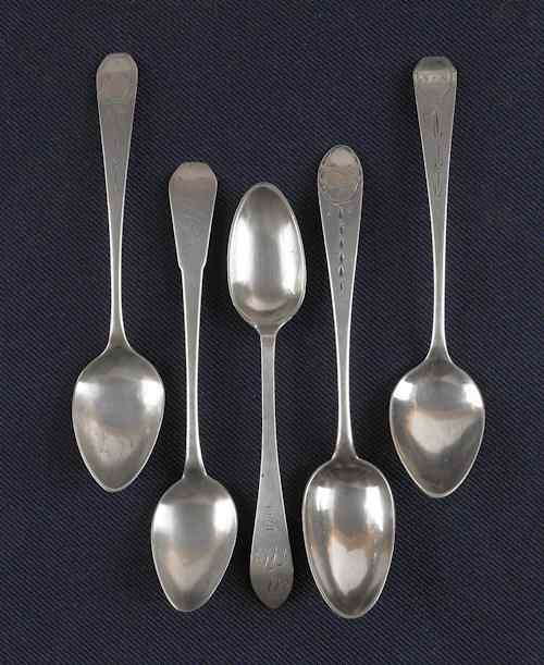 Appraisal: Group of silver to include two teaspoons marked TB th