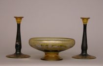 Appraisal: Bohemian Three Piece Table Set Molded glass with hand etching