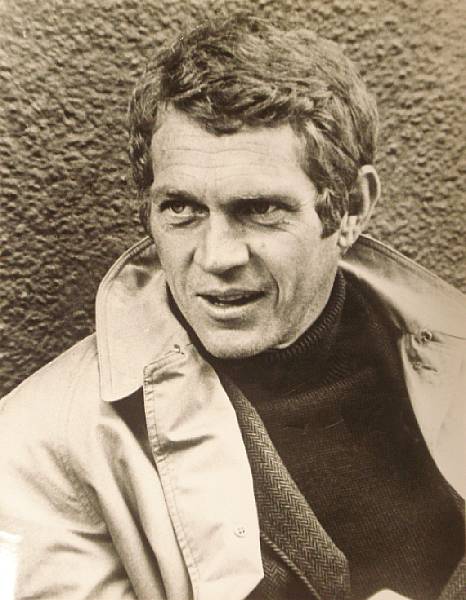 Appraisal: A portrait photograph of Steve McQueen as 'Bullitt' monochrome depicting