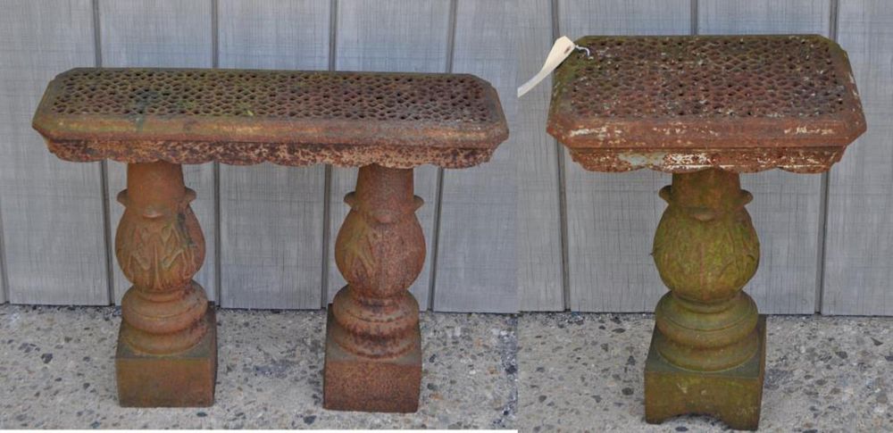 Appraisal: Two Cast Iron Garden Tables Seats comprised of cast iron