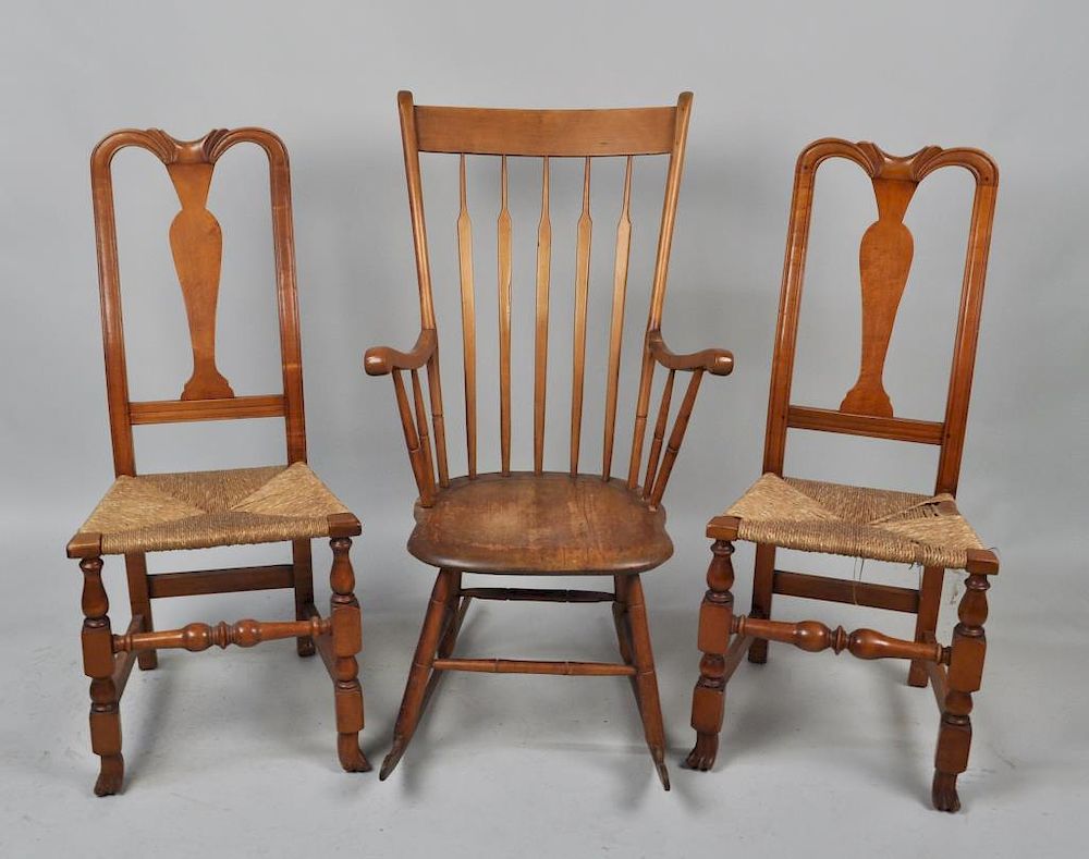 Appraisal: Estate Group Three Antique Chairs comprising a pair of Queen