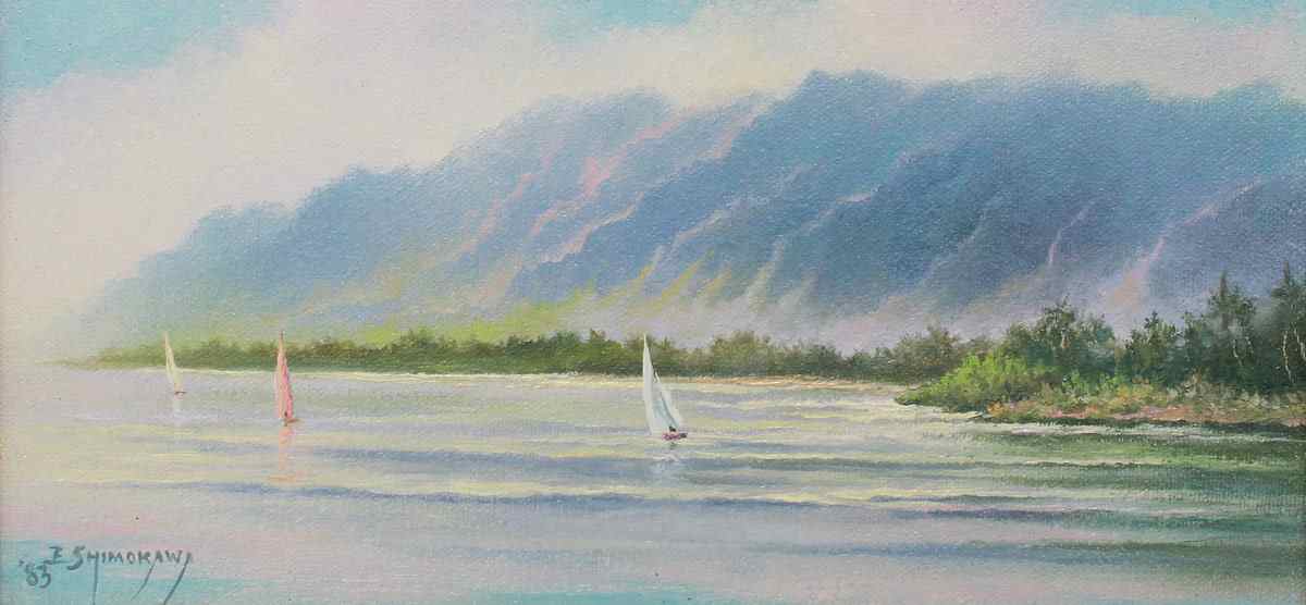 Appraisal: SHIMOKAWA Earl American th Century North Oahu Sails Oil Canvas