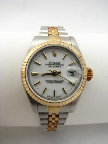 Appraisal: Lady's Two Tone K Stainless Datejust Rolex Watch white stick