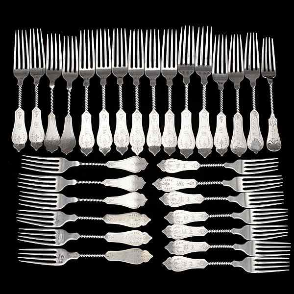 Appraisal: Duhme Co Twist Sterling Forks Plus American twenty pieces of