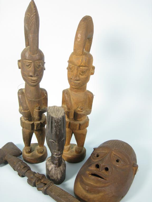 Appraisal: A Group of five carved African Figures