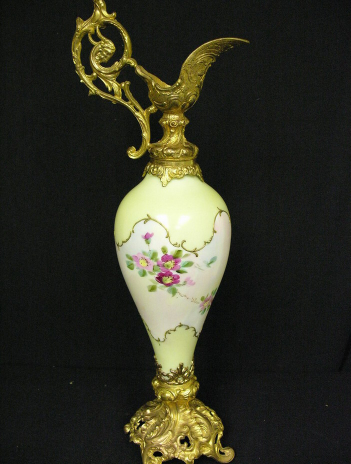 Appraisal: WAVE CREST EWER CF MONROE Hand painted with gold accents