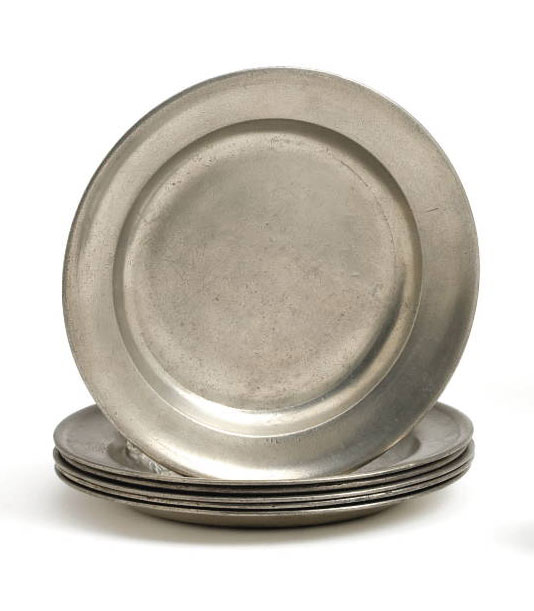 Appraisal: SIX AMERICAN PEWTER PLATES NINETEENTH CENTURY One with owner's monogram