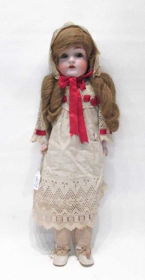 Appraisal: FRENCH DEP ATTRIBUTED BISQUE HEAD CHILD DOLL incised on back