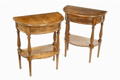 Appraisal: A pair of continental carved walnut bedside tables each with