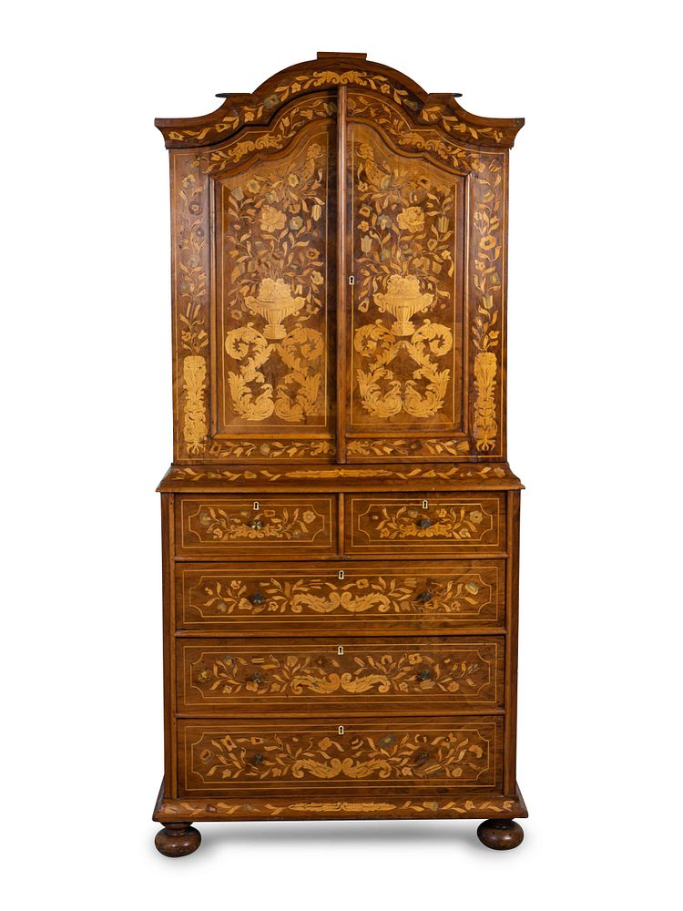 Appraisal: A Dutch Baroque Style Marquetry Cabinet Height x width x