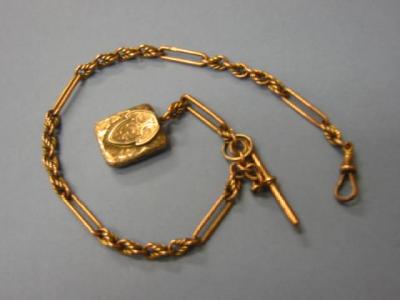 Appraisal: A CT GOLD ALBERT of fancy rope link hanging with