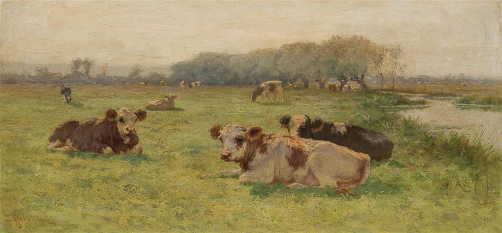 Appraisal: HENRY SINGLEWOOD BISBING American - Cows in a Pasture oil