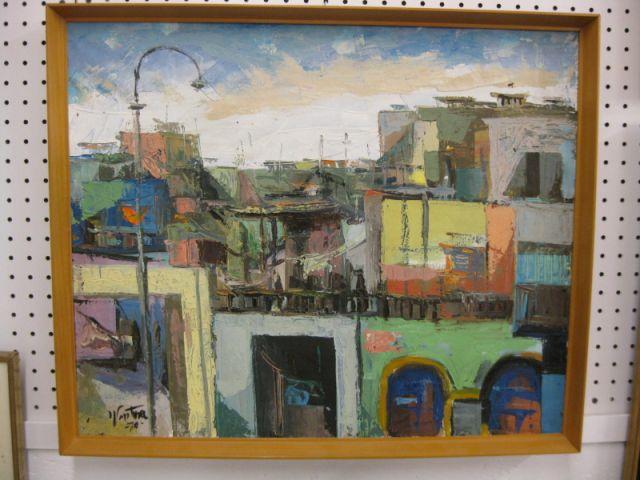 Appraisal: Ventura Expressism Oil Cityscape Callyon's del Rome image area x