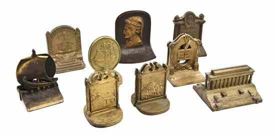 Appraisal: Nine Pairs of American Parcel Gilt Bronze Bookends Bradley Hubbard