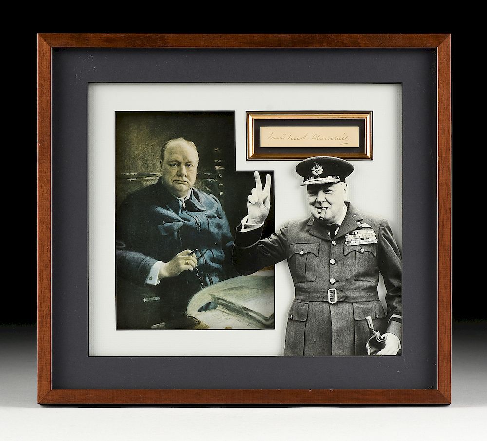 Appraisal: A CLIPPED AUTOGRAPH SIGNED SIR WINSTON LEONARD SPENCER CHURCHILL BRITISH