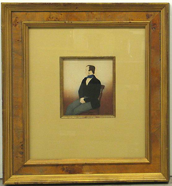 Appraisal: American school Portrait of a gentleman watercolor on paper mid