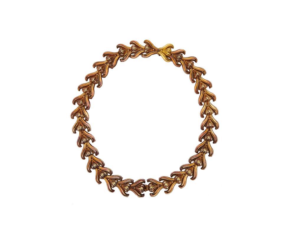 Appraisal: K Gold Convertible Necklace or Bracelets the foliate-form links divided