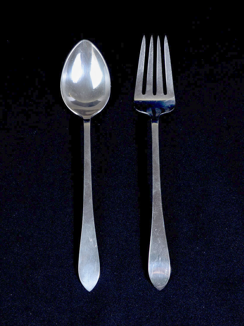 Appraisal: GRAFF WASHBOURNE DUNN STERLING SALAD SERVING SET Arts Crafts era