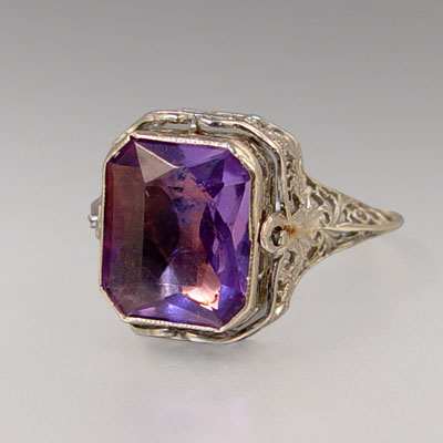 Appraisal: K AMETHYST FILIGREE REVERSIBLE RING K white gold ring with