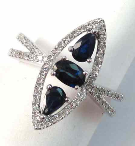 Appraisal: SAPPHIRE DIAMOND AND WHITE GOLD RING k gold with pave'