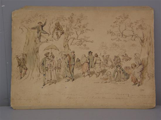 Appraisal: th century scene in a park with various figures and