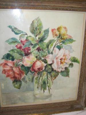 Appraisal: ATTRIBUTED TO MARY ARMOUR Still Life with Roses in a