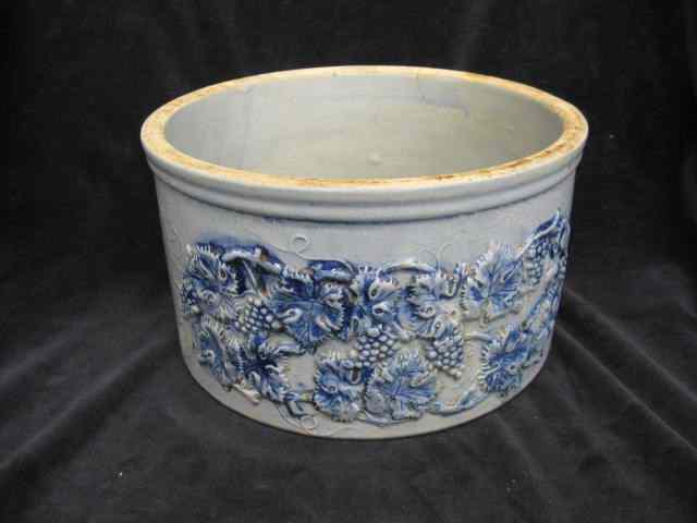 Appraisal: Blue Salt Glaze Pottery Bowl figural dog handles various scenes