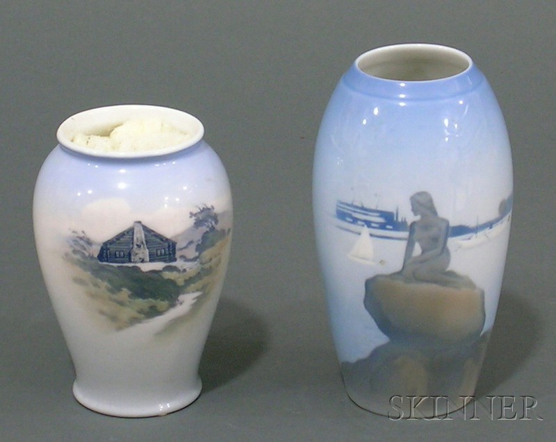 Appraisal: Two Danish Painted Porcelain Vases the first Royal Copenhagen and