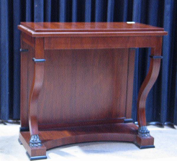 Appraisal: A pair of Empire style mahogany console tables height in