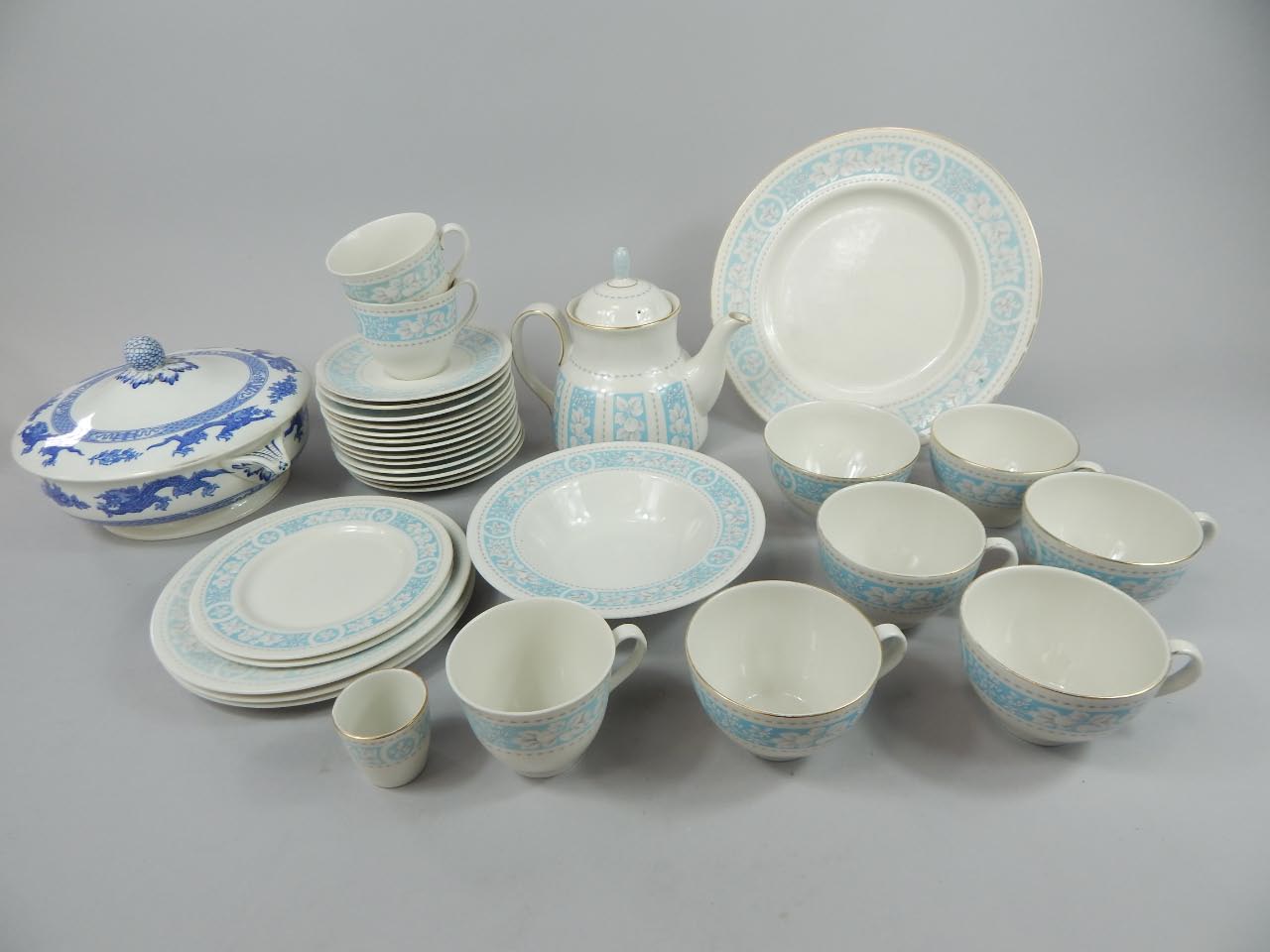 Appraisal: A Royal Doulton Hampton Court pattern part tea service comprising