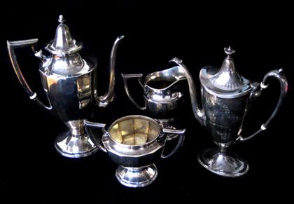 Appraisal: Sterling silver coffee pot sugar bowl and creamer th century